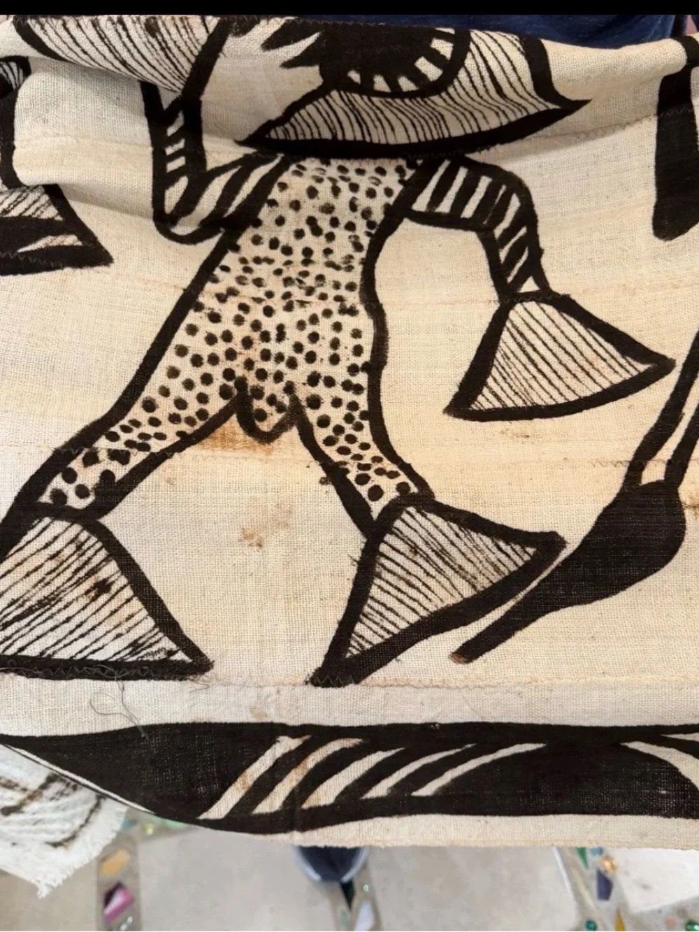 Vintage African Korhogo Cloth Senufo Hand-Painted Mud Cloth Tapestry 50
